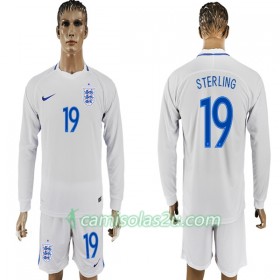 Camisolas de Futebol Inglaterra Sterling 19 Equipamento Principal Copa do Mundo 2018 Manga Comprida